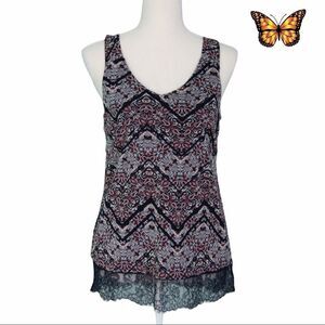 CLEO Petite Patterned Tank with Lace Size Extra Small Petite.